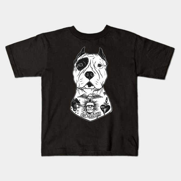 AMERICAN PITBULL TATTOOED Kids T-Shirt by PaperTigress